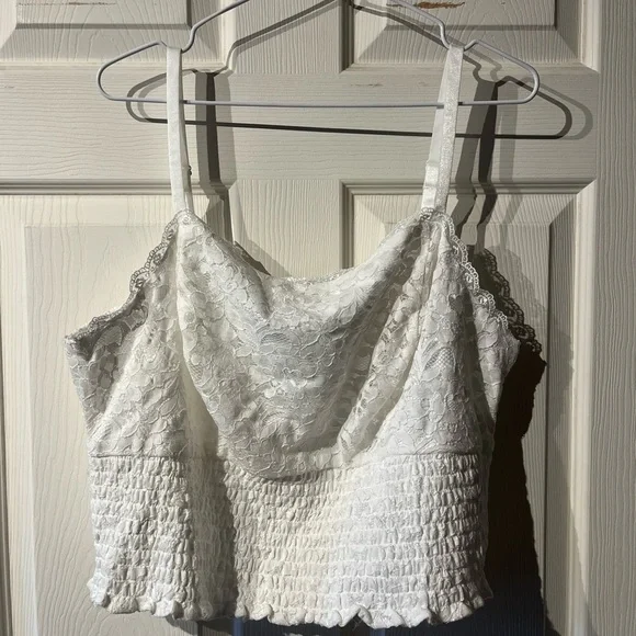 Torrid White Smocked Ruffled Camisole Top - Picture 1 of 4